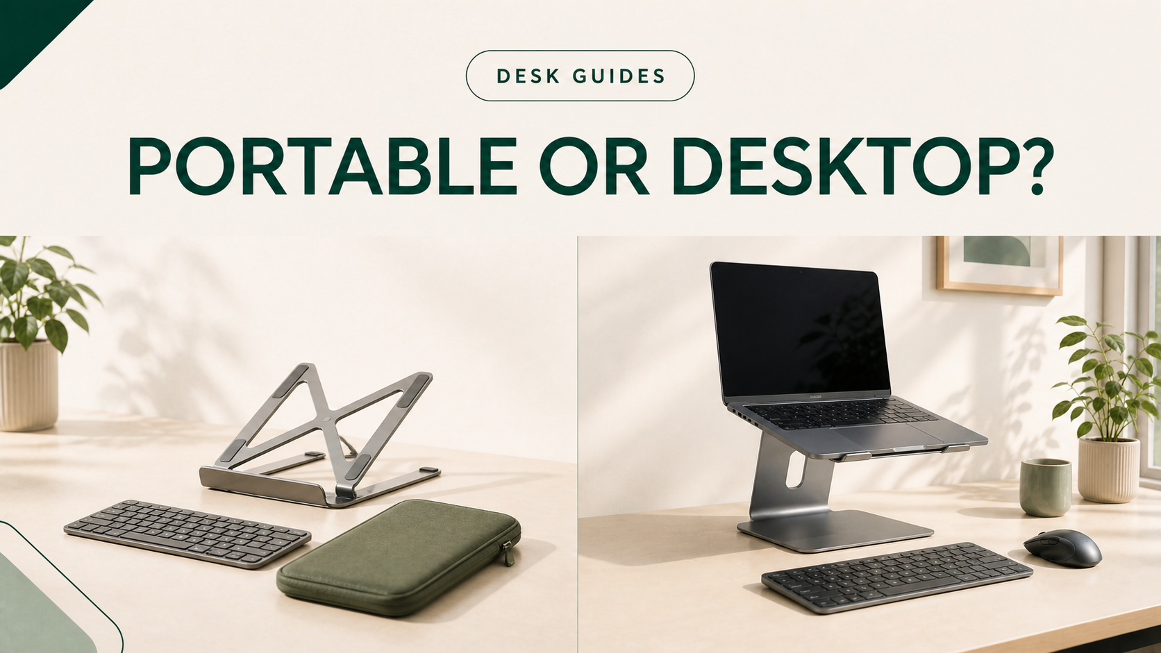 Portable and desktop laptop stand setups compared side by side