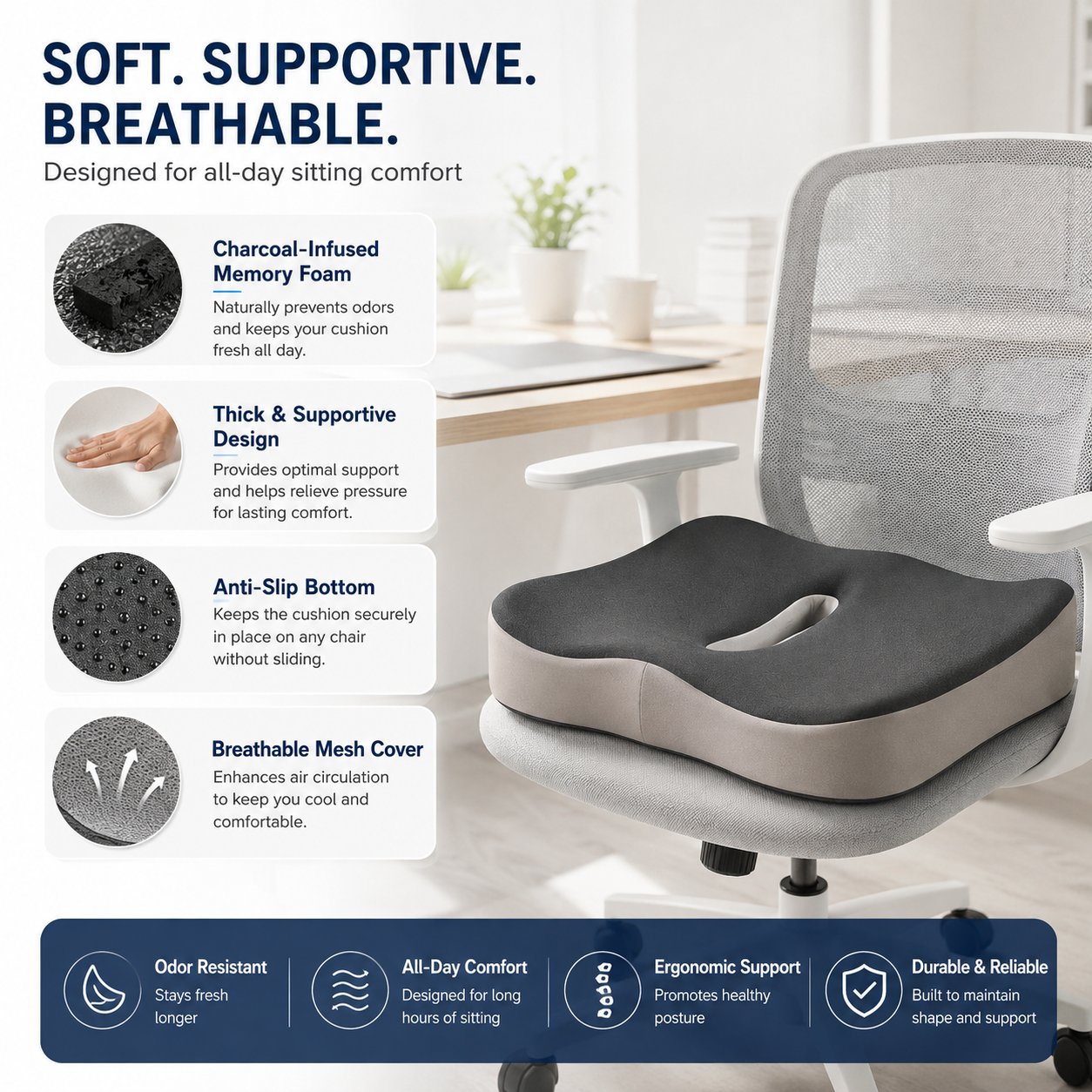 FormaDeskCo seat cushion in use at a home desk