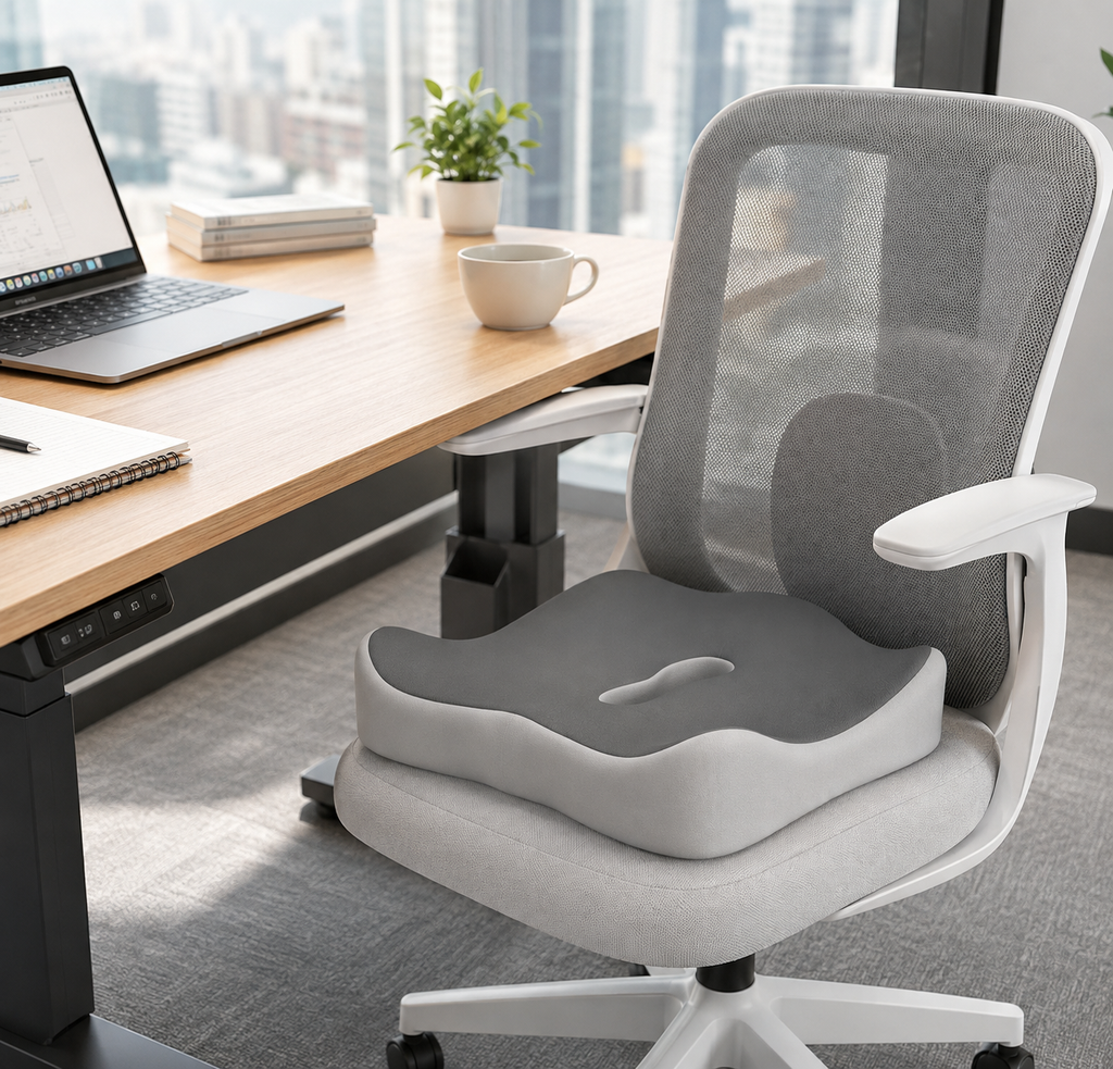 FormaDeskCo ergonomic seat cushion with center groove - gray