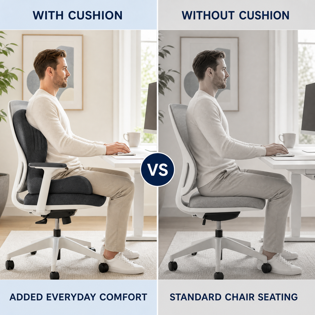 FormaDeskCo seat and back cushion comparison graphic