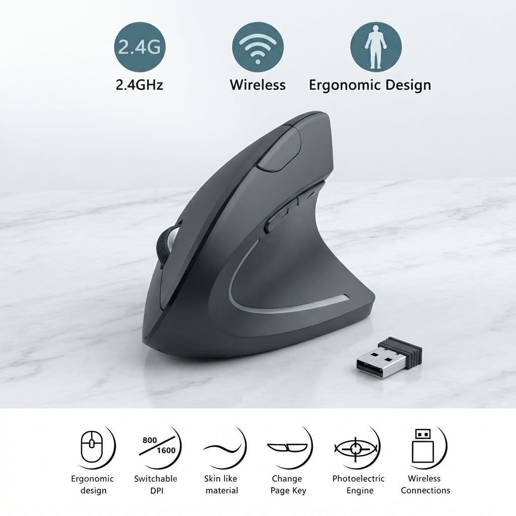 FormaDeskCo Quiet 2.4 GHz vertical mouse – product view 2