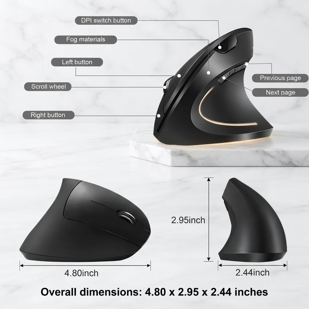 FormaDeskCo Quiet 2.4 GHz vertical mouse – product view 5