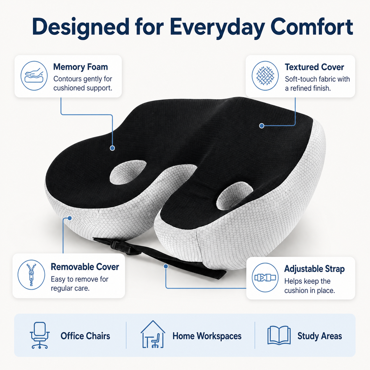 FormaDeskCo rectangular seat cushion features