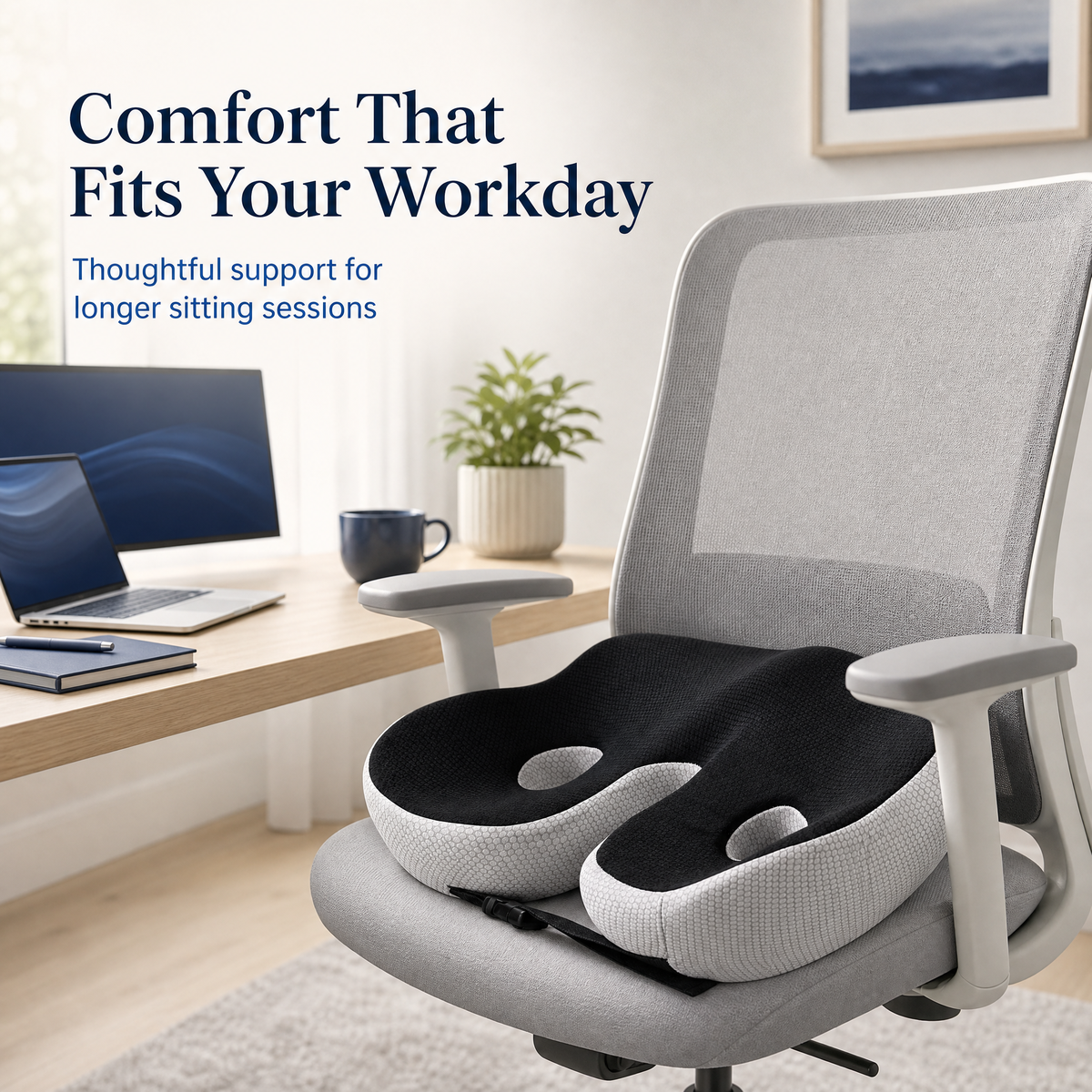 FormaDeskCo rectangular seat cushion on an office chair