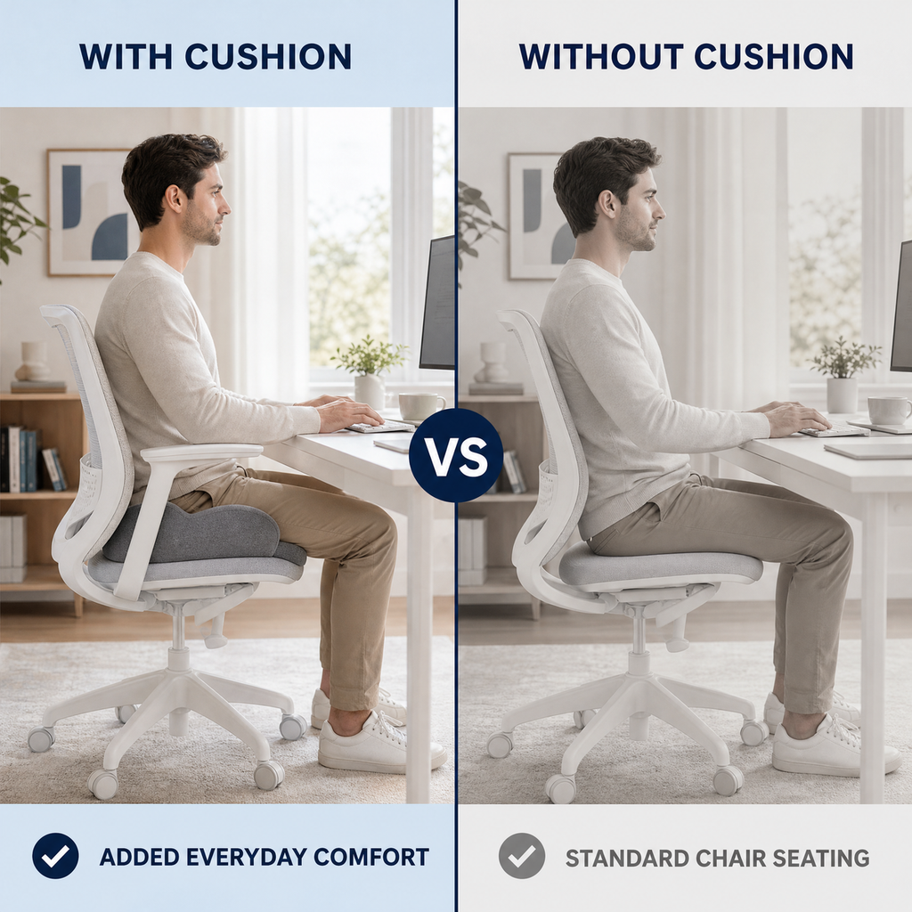 FormaDeskCo round seat cushion comparison graphic