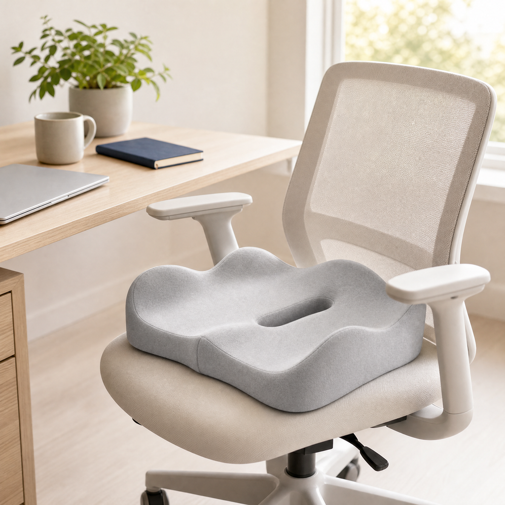 FormaDeskCo woven seat cushion lifestyle close-up