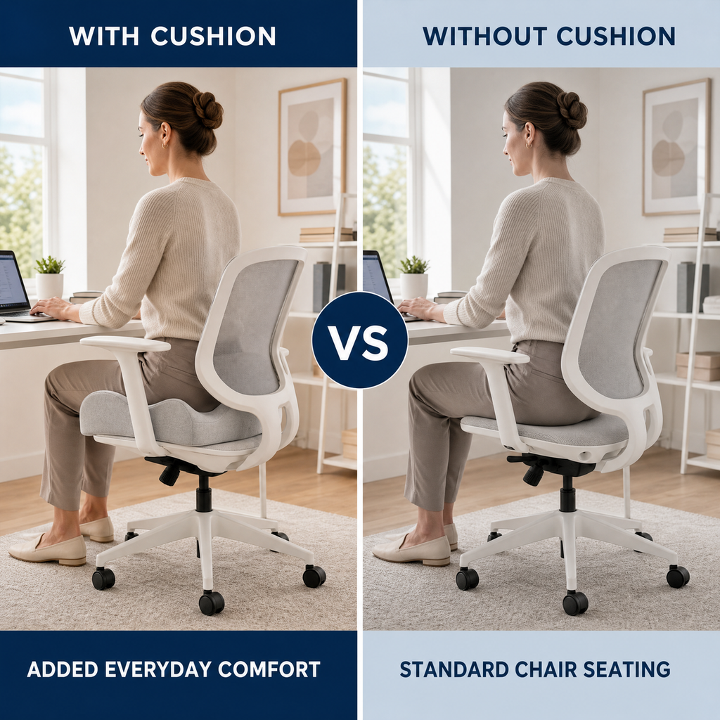 FormaDeskCo woven seat cushion comparison graphic